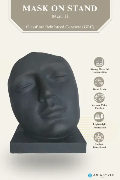 Product image of the product “Mask On Stand, 84cm Height | GRC (Glassfibre Reinforced Concrete), Bronze Finish ”